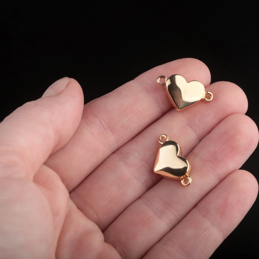 застежка магнитная "сердечко", позолота, 11x18.5x5 мм