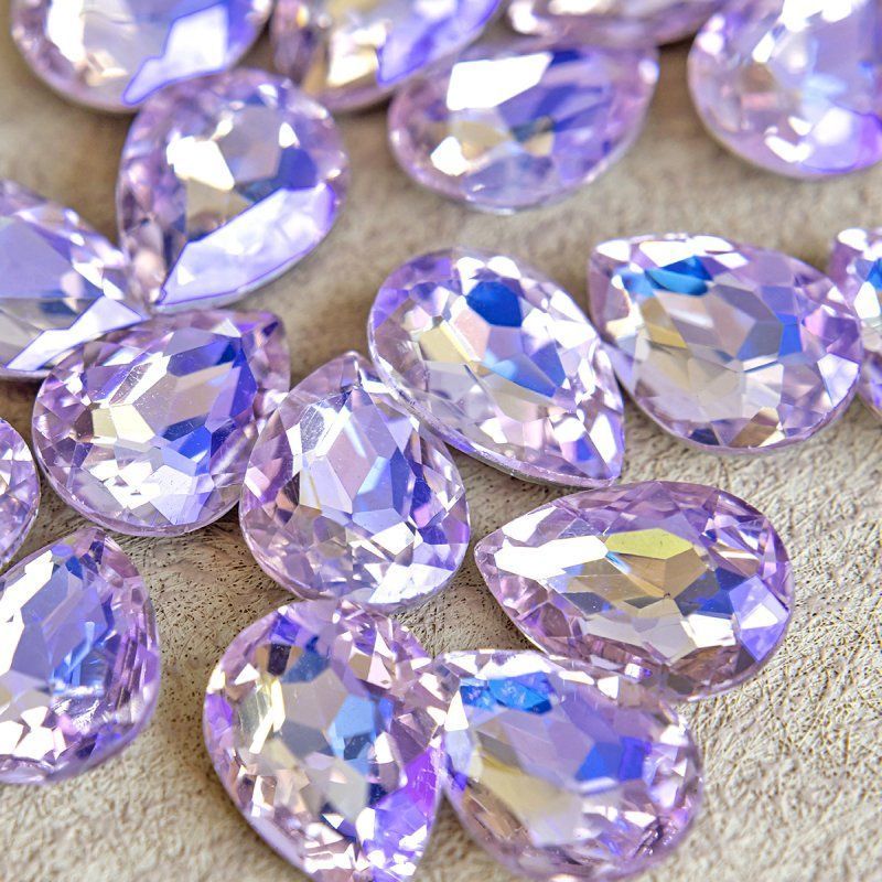 кабошон стекло кристалл, каплевидный, цвет lt.pink ab, 18х13 мм