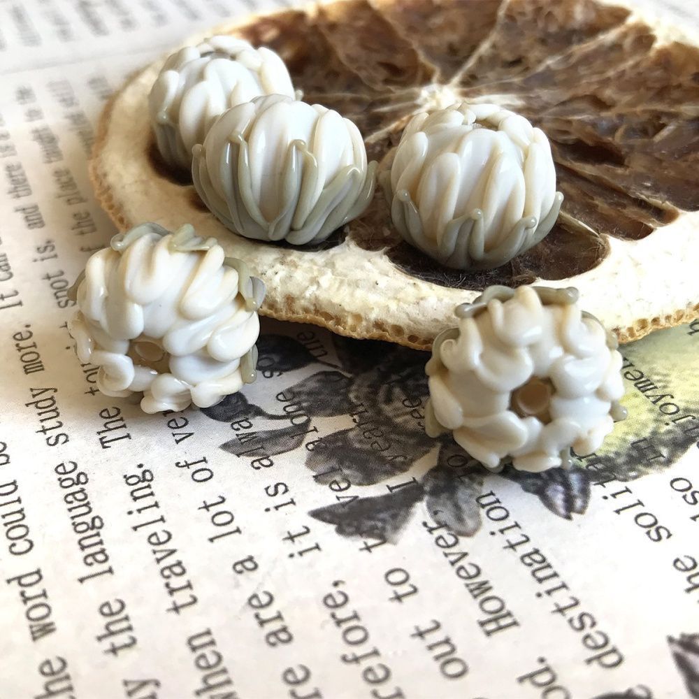 бусина, мурано "клевер", айвори, 22х15 мм