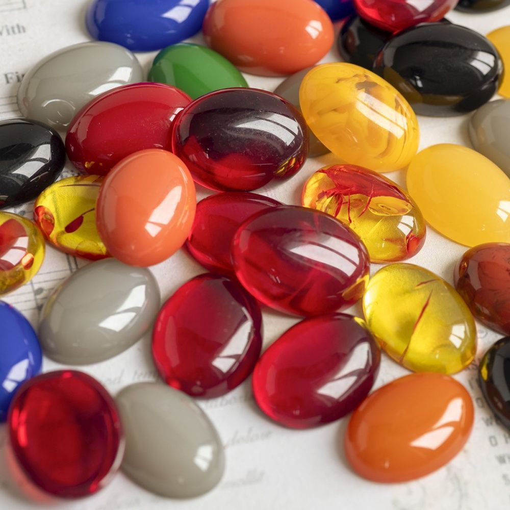 кабошон из смолы "джелли" овальный, цветовой микс, 18x13x5.5 мм