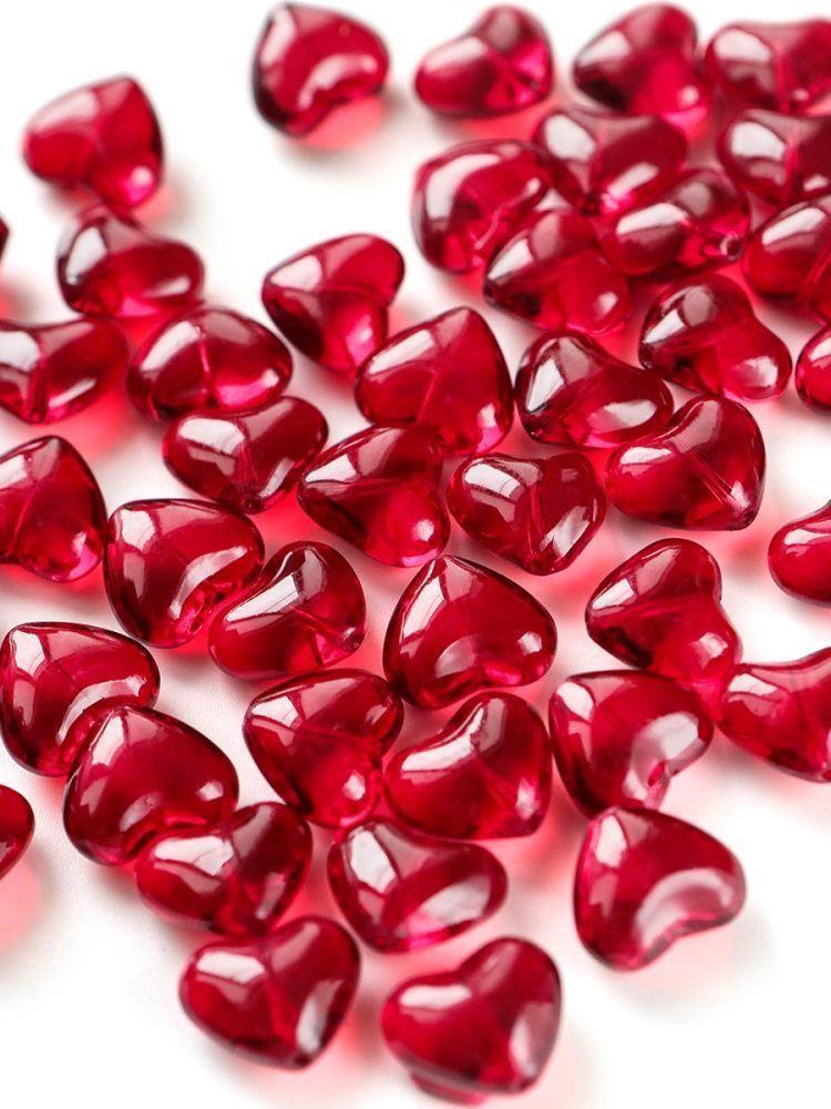 бусина "сердце", стекло, цвет красный, 12.2x15x8 мм