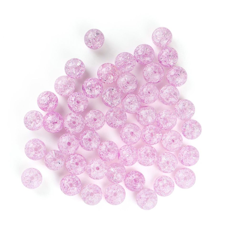 бусина, стекло "кракле", цвет светло-сливовый, 8 мм