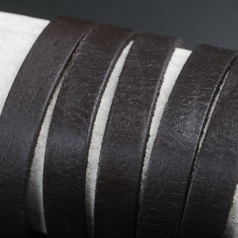 шнур кожаный, плоский, цвет коричневый, 10х2.5 мм