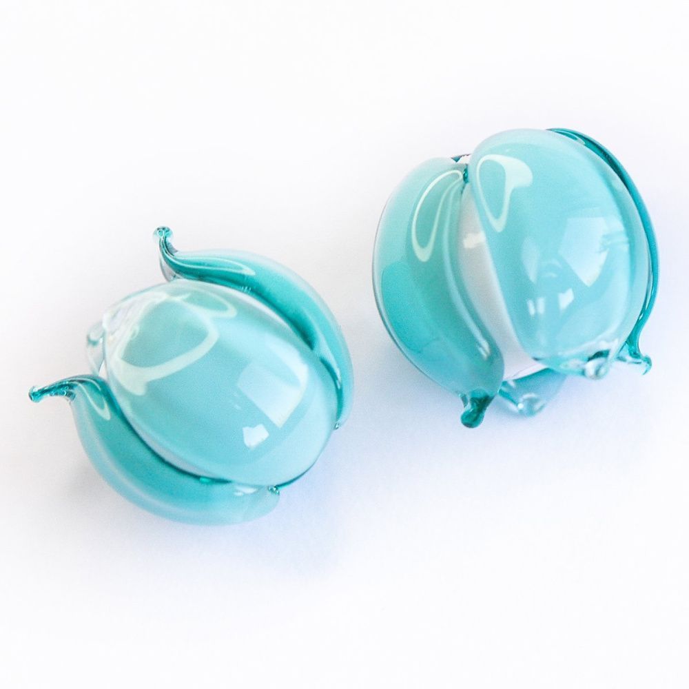 бусина, мурано "бутончик", светло-изумрудный, 13х12 мм