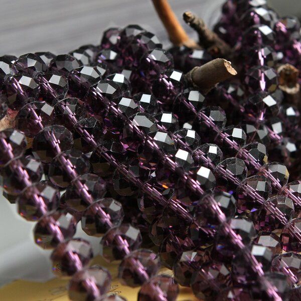 бусина, стекло абакус 12, граненая, цвет фиолетовый, 12х8 мм