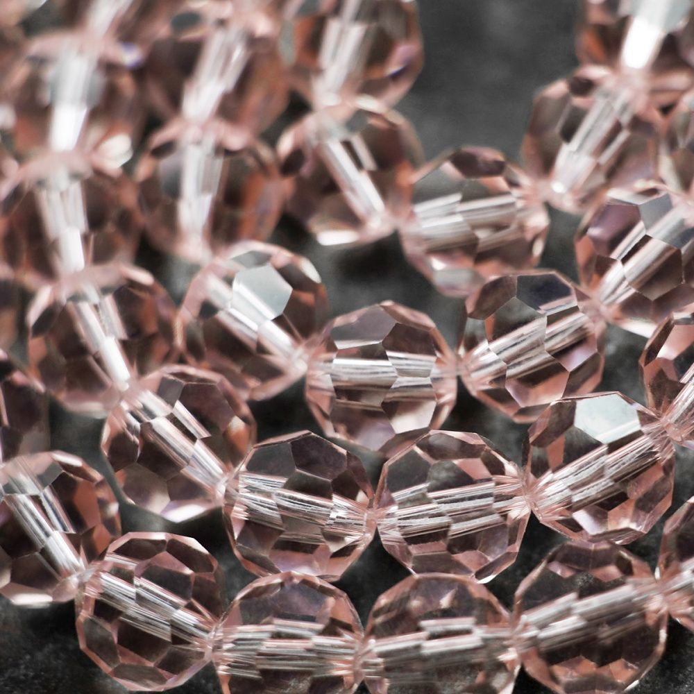 бусина, стекло 10, граненая, цвет розовый, 10 мм