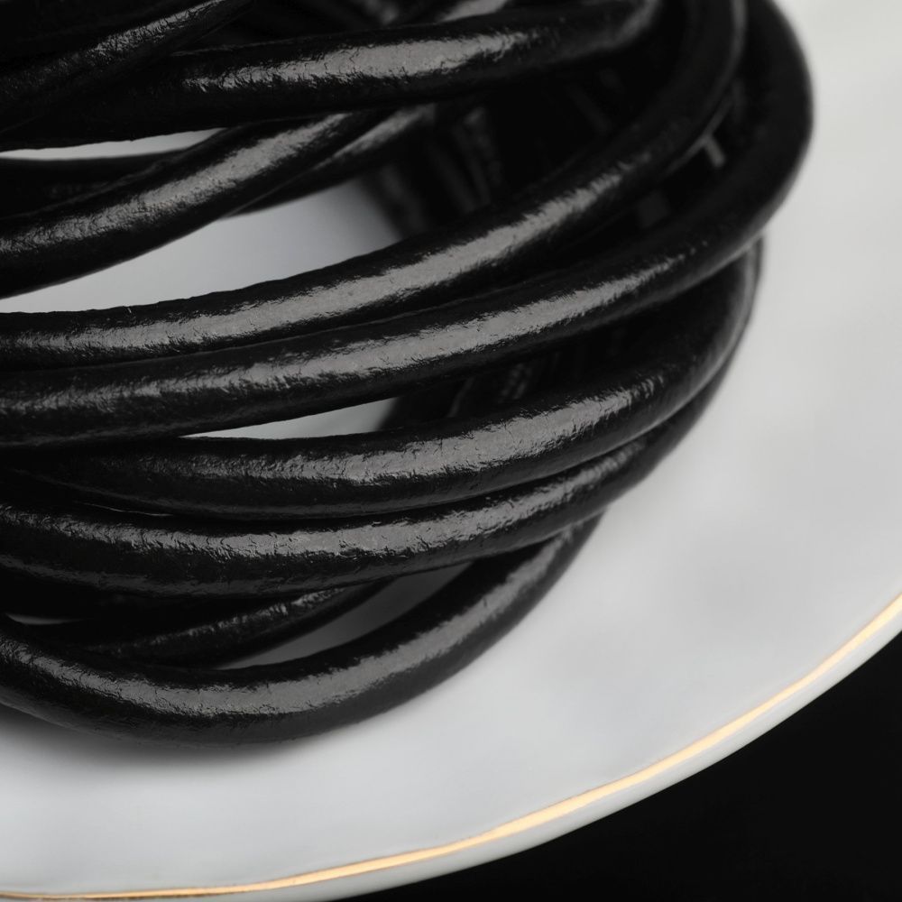 шнур кожаный, цвет черный, диаметр 5 мм