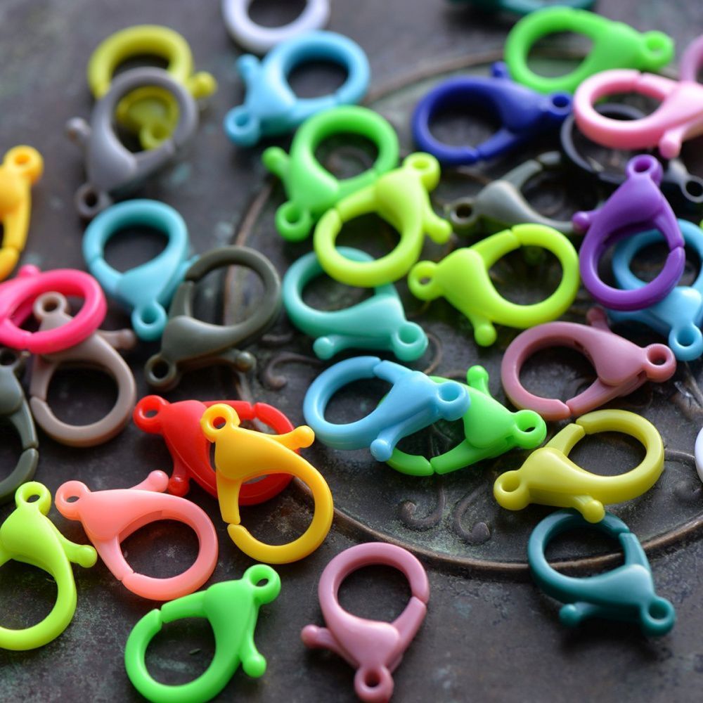 замочек-лобстер "радуга", акрил, цветовой микс, 25x18x6 мм