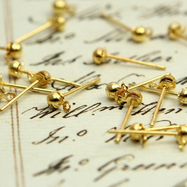 пуссеты "шарик", цвет золото, 12х3 мм