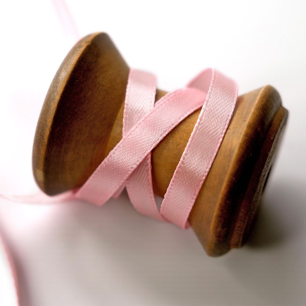 лента, атлас, цвет розовый теплый, ширина 6 мм ленты