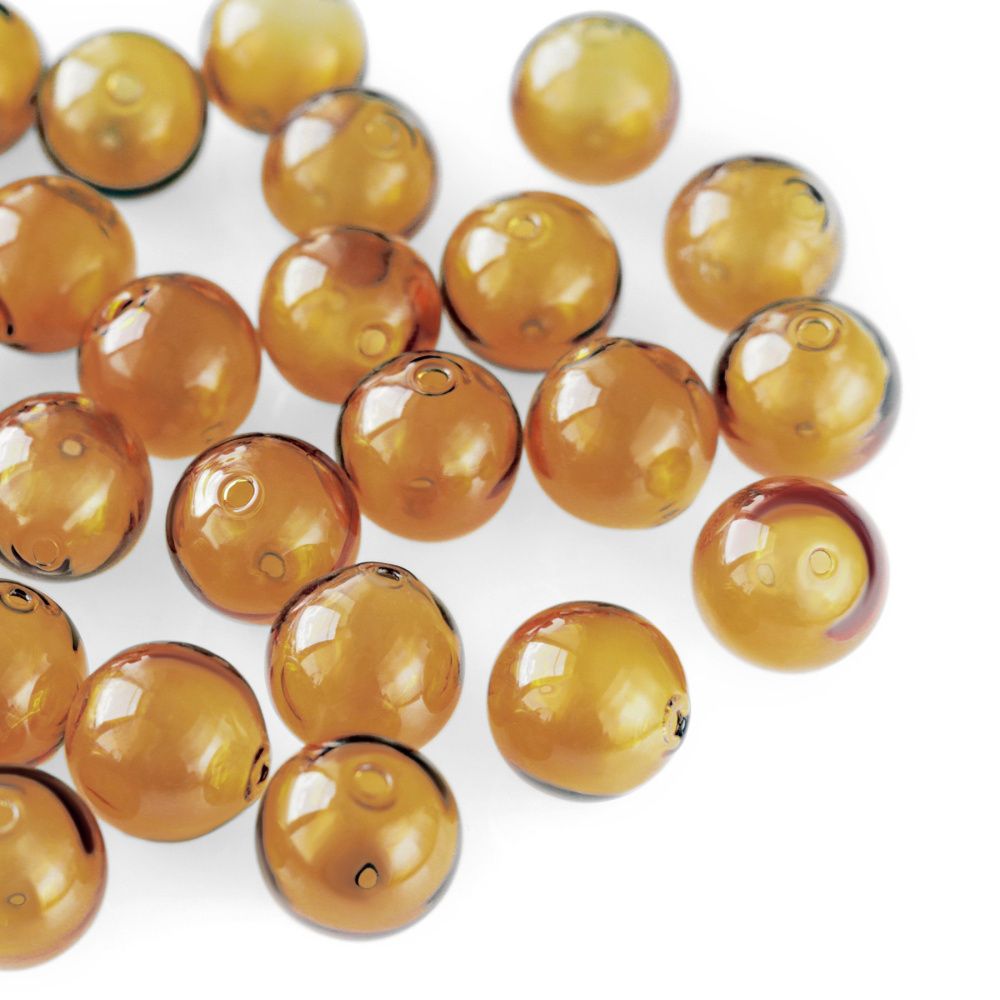 бусина, лэмпворк "шар", медовый, 14 мм