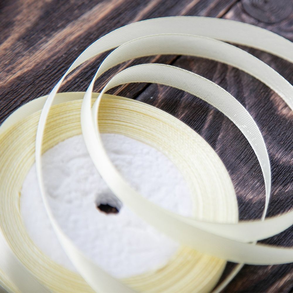 лента, атлас, цвет желтый светлый, ширина 10 мм ленты