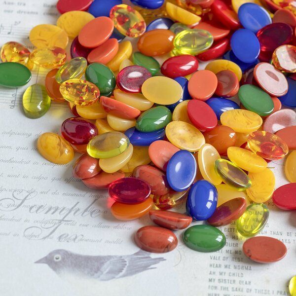 кабошон из смолы "джелли" овальный, цветовой микс, 14x10x4.5 мм