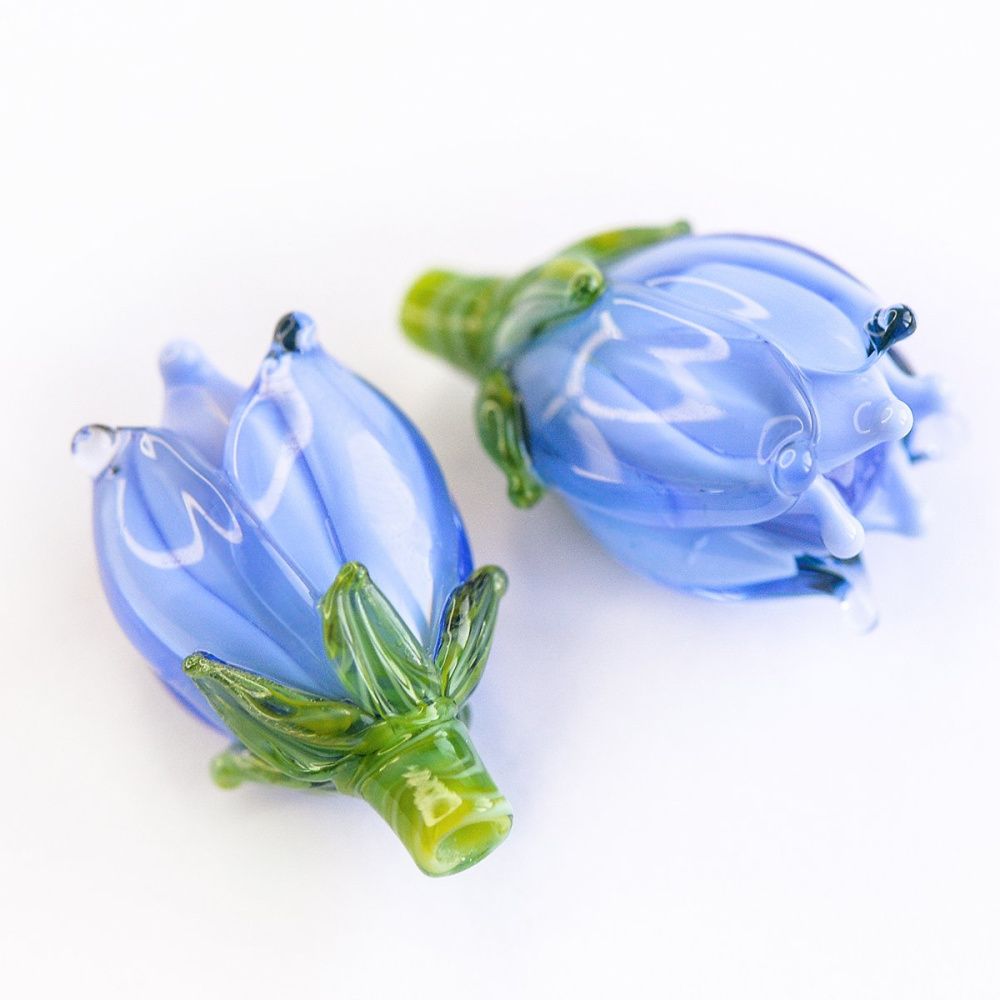 бусина, мурано "колокольчик", фигурная, барвинковый, 17х14 мм