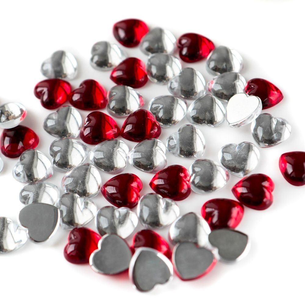 кабошон акриловый "харт", сердечко, цветовой микс, 12x12x5 мм