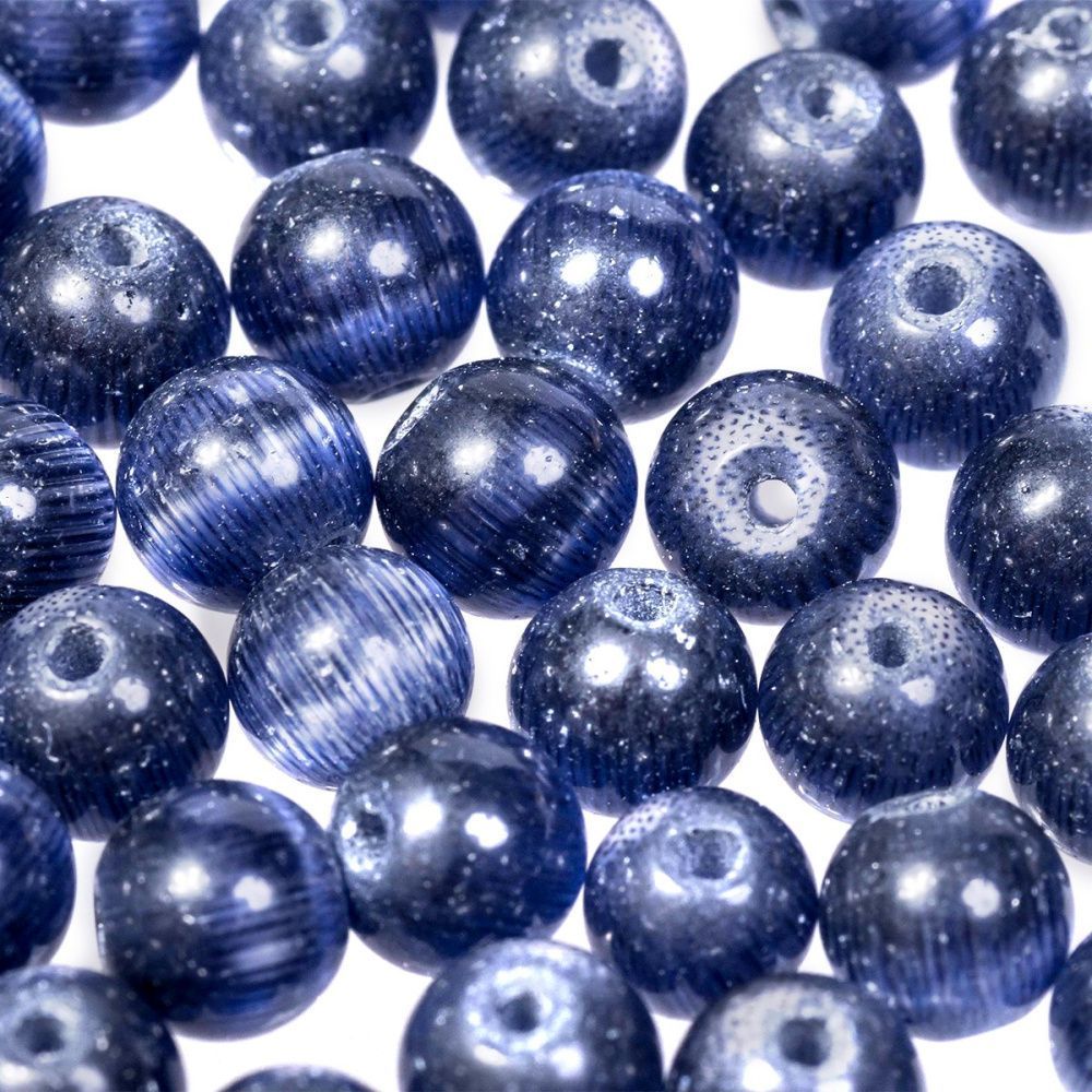 бусина "кошачий глаз", стекло, цвет темно-синий, 5 мм