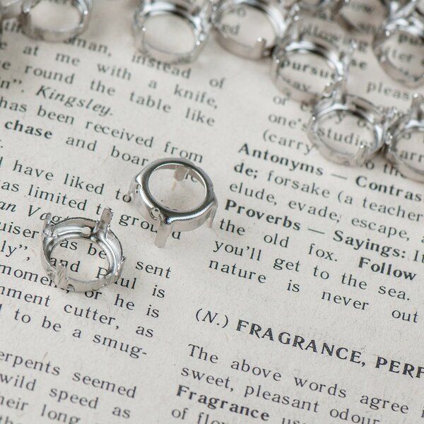 цапы для стразов круглые, открытые, цвет платина, 12 мм