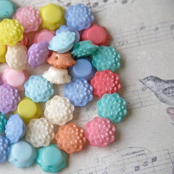 бусина, акрил "пастельная хризантема", цветовой микс, 19x9 мм