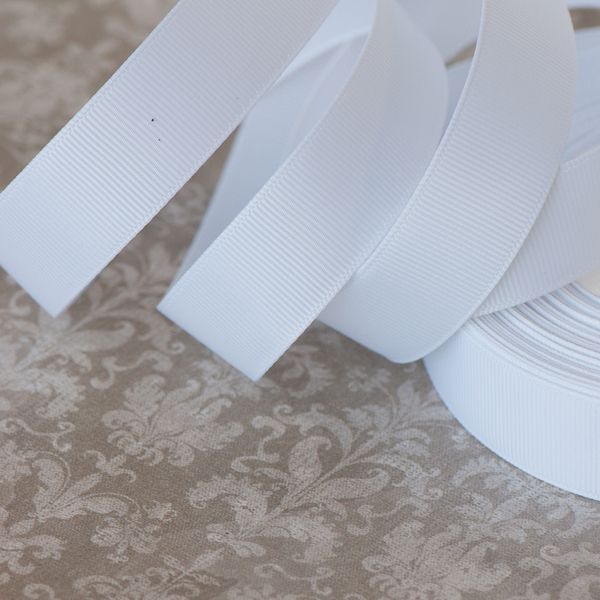 лента репсовая, цвет белый, ширина 20 мм ленты