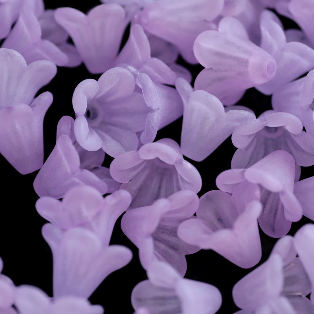 бусина, акрил "колокольчик", матовая, цвет светло-фиолетовый микс, 14x10 мм