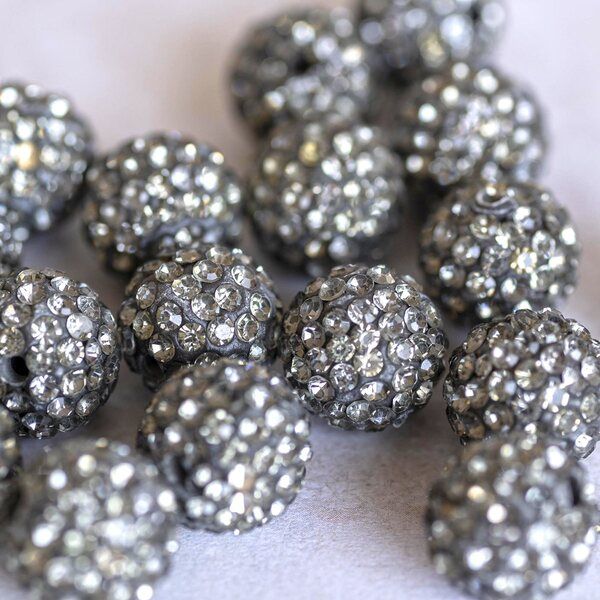 бусина "шамбала" 12, цвет черный бриллиант, 12 мм