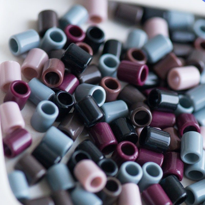 бусина, акрил "трубочка", цветовой микс, 7х6 мм