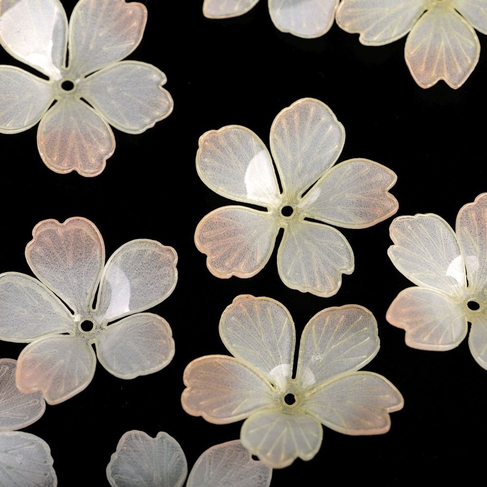 бусина, акрил "фрезия", цветовой микс, 33x8 мм