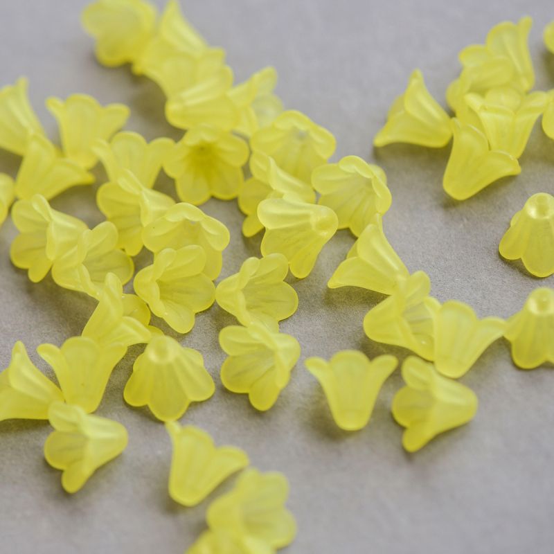 бусина, акрил "колокольчик", матовая, цвет желтый, 14x10 мм