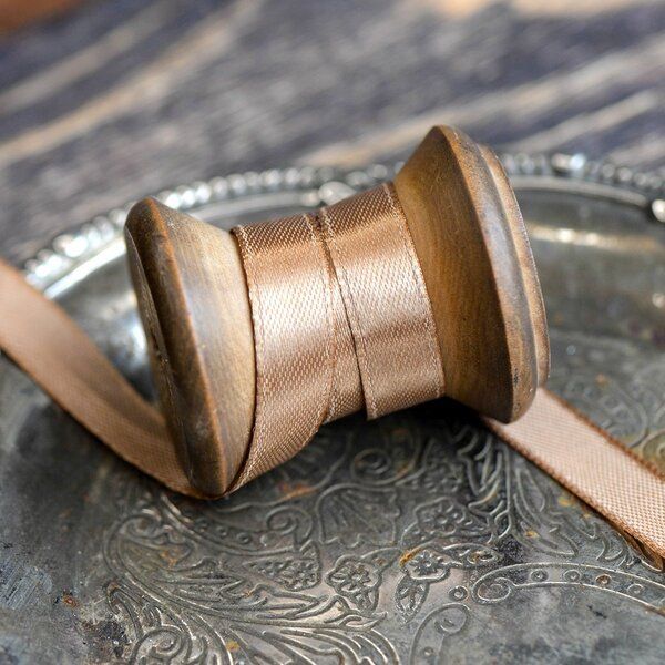 лента, атлас, цвет какао, ширина 10 мм ленты