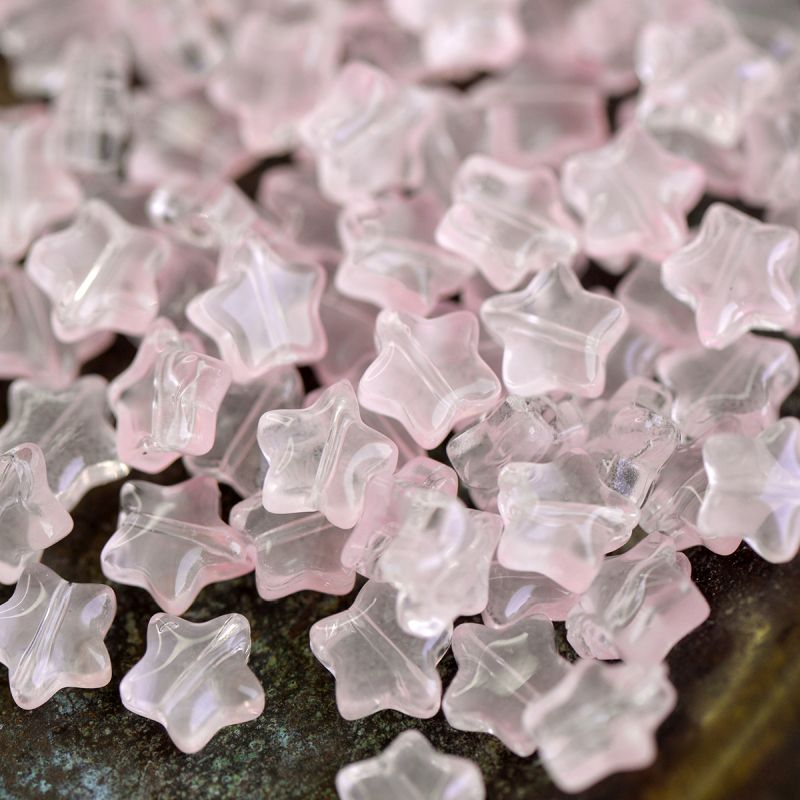 бусина "звездочка jelly", стекло, цвет розовый, 8x8x4 мм