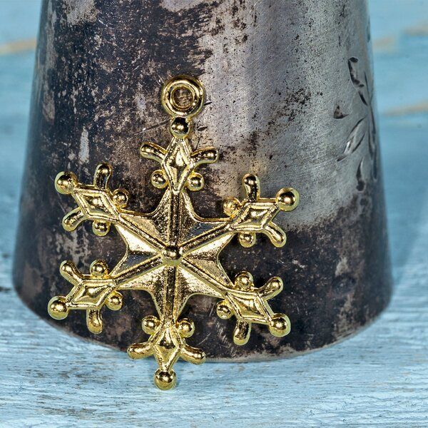 подвеска металлическая "снежинка морозная", цвет золото, 29x22x3 мм