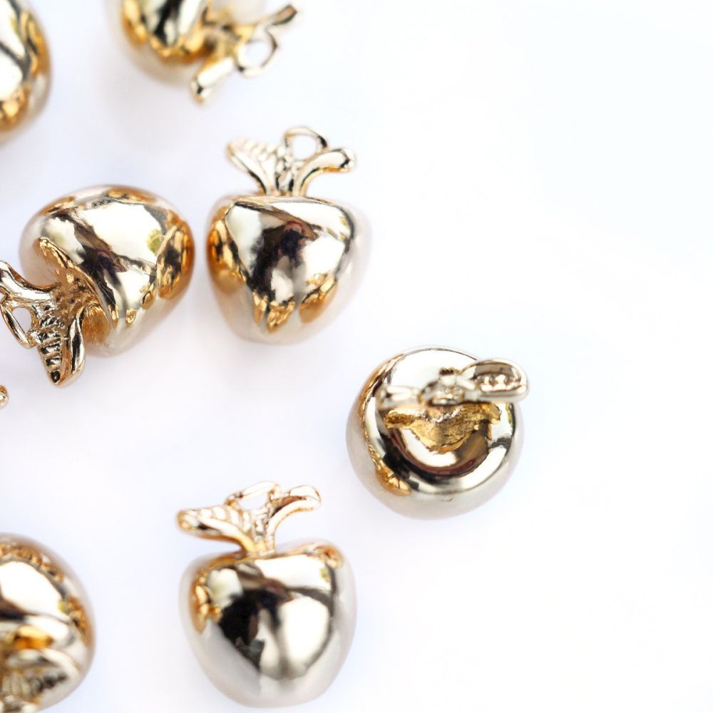 подвеска металл "яблоко", позолота, 10x8x7.5 мм