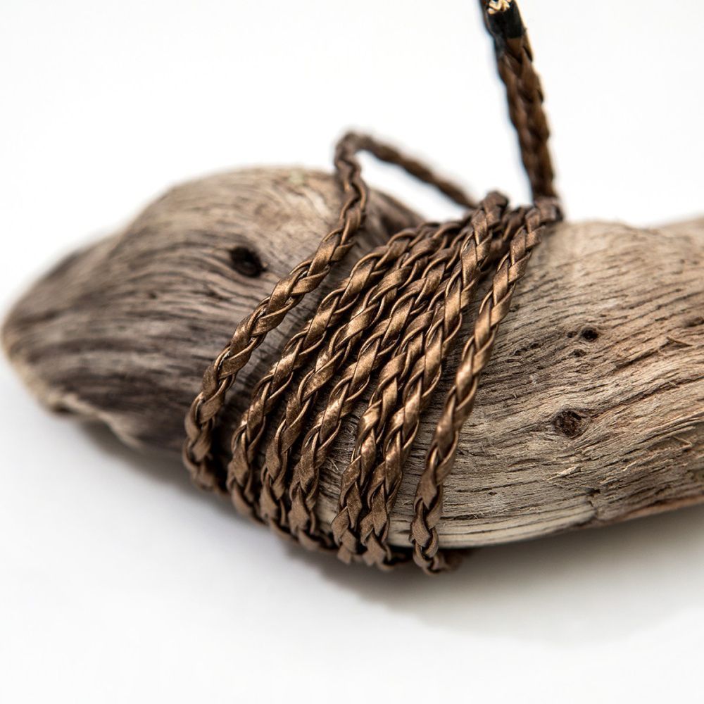 шнур, имитация кожи, плетеный, цвет бронзовый, 3 мм