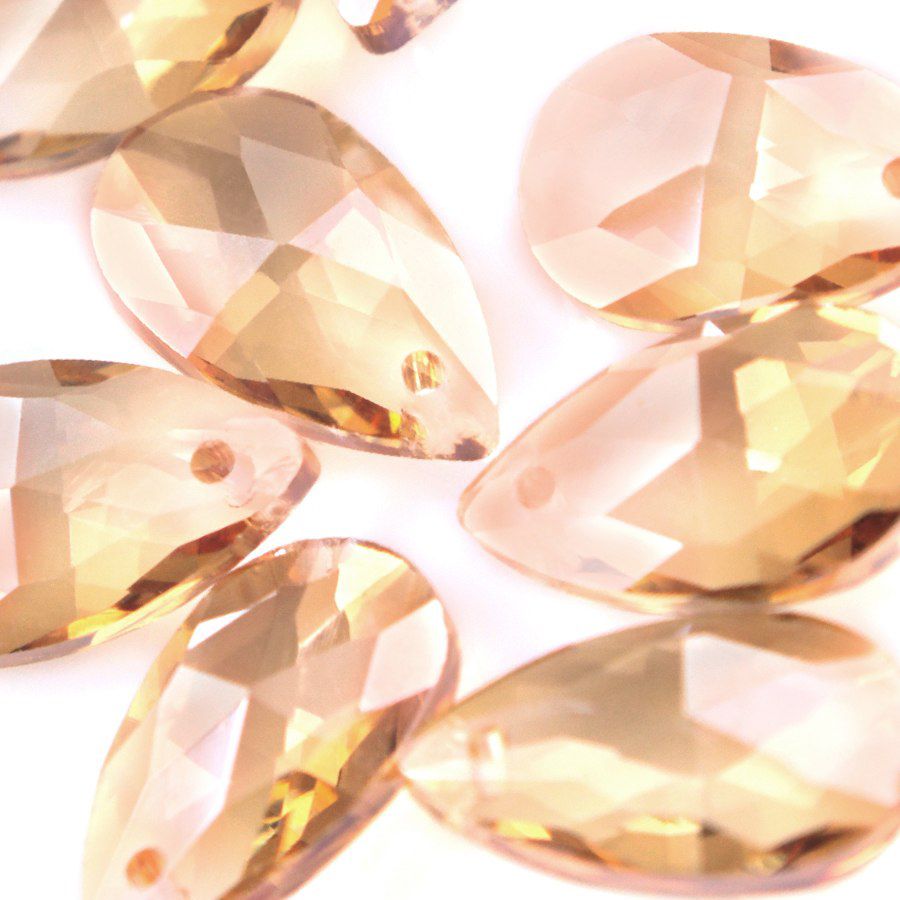 подвеска стеклянная "капля", граненая, цвет корицы, 22х13 мм