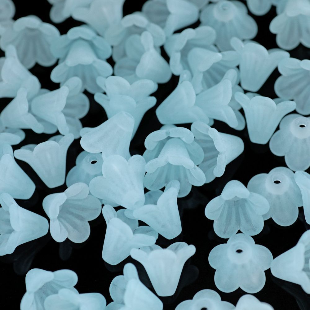 бусина, акрил "колокольчик", матовая, цвет аквамарин, 14x10 мм