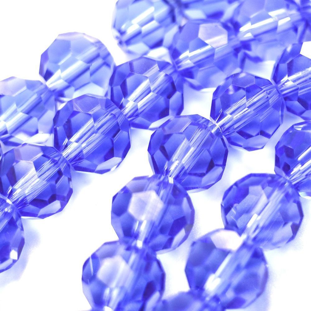 бусина, стекло 10, граненая, цвет васильковый, 10 мм