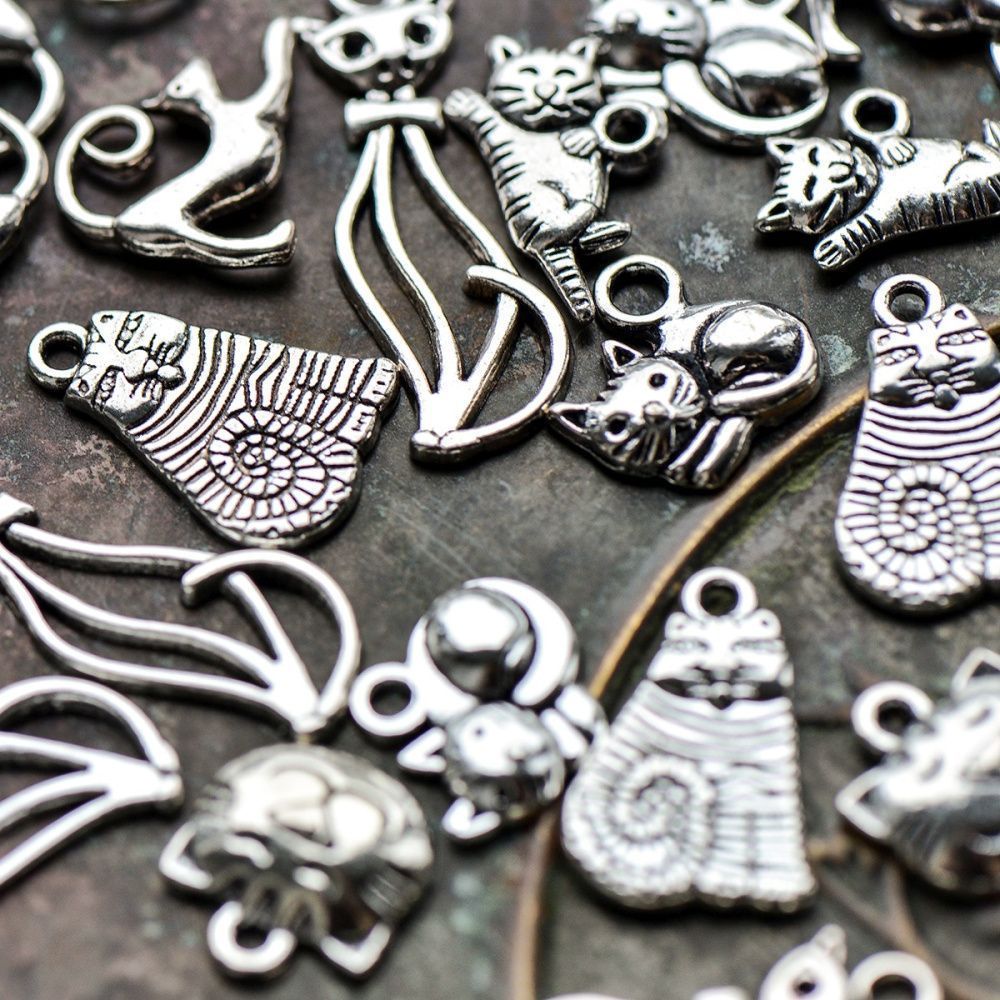 микс металлический из подвесок "котики", размерный микс (уп 20 г)