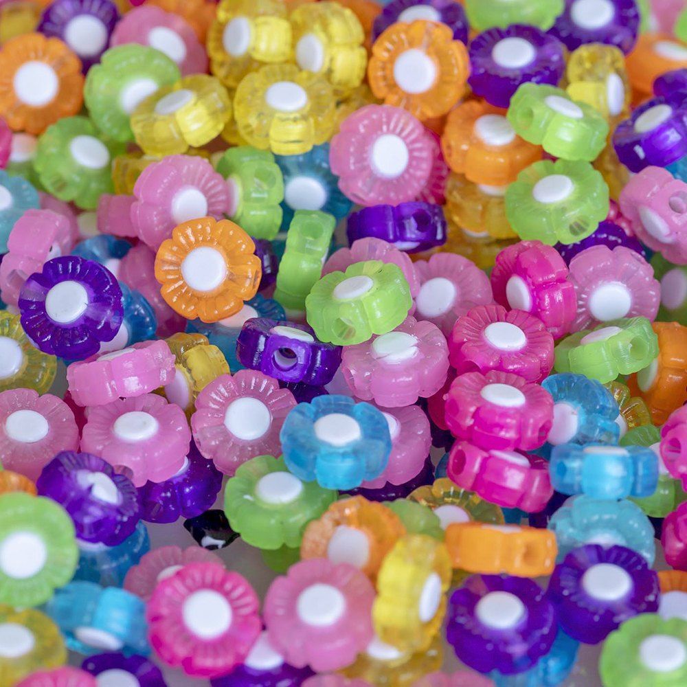 бусина, акрил "маргаритка", цветовой микс, 10х10х4 мм