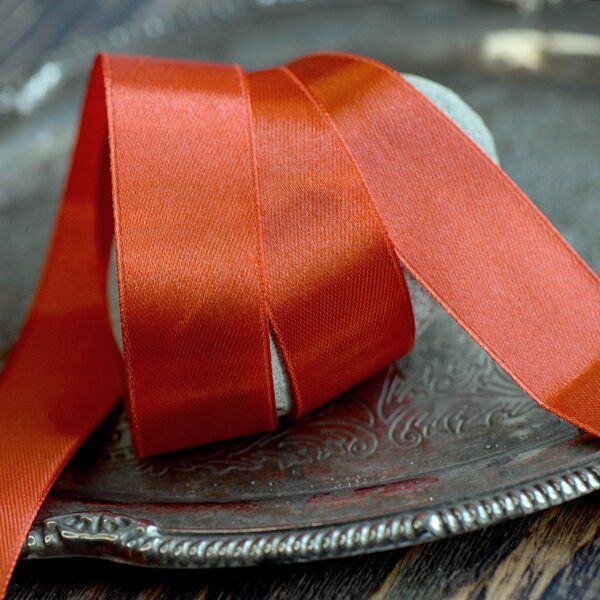 лента, атлас, цвет красный, ширина 25 мм ленты