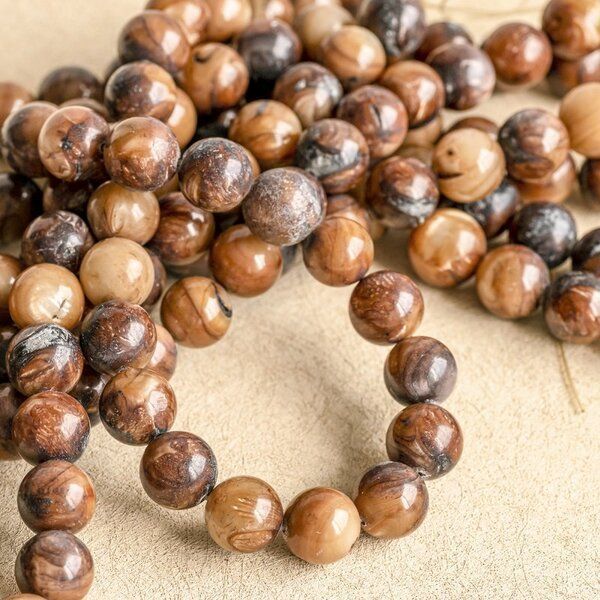 бусина из ракушки, "сишелл", цвет какао, 10 мм