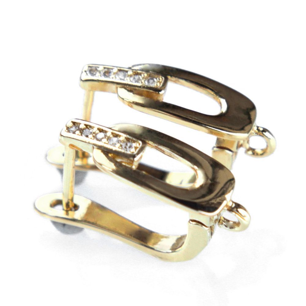 швензы "клеменс", с цирконием, цвет золото, 17.5x6x11.5 мм