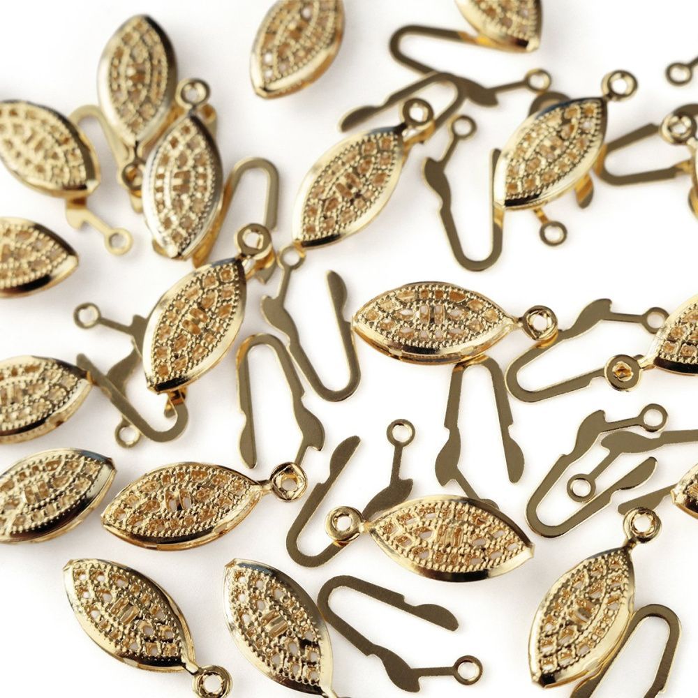 замочек-рыбка для жемчуга, позолота, 22x7x3.5 мм