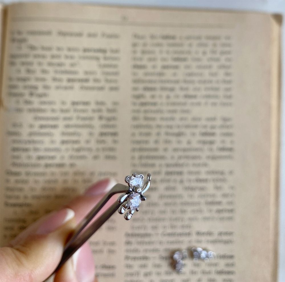 подвеска металл "медвежонок", покрытие платина/циркон, 12x6x3 мм