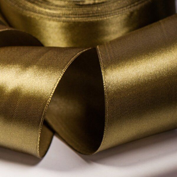 лента, атлас, цвет оливковый зеленый, ширина 50 мм ленты