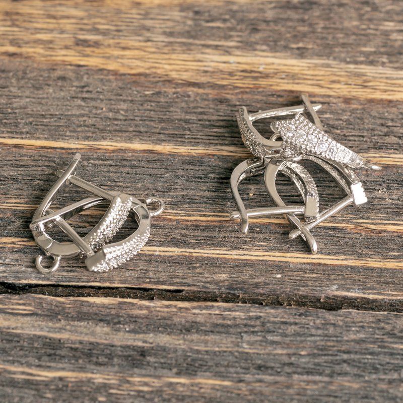 швензы "стелла", с цирконием, цвет платина, 18х11х1.5 мм 