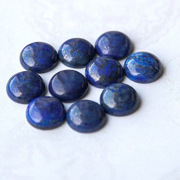 кабошон лазурит круглый, цвет синий, 16x6 мм