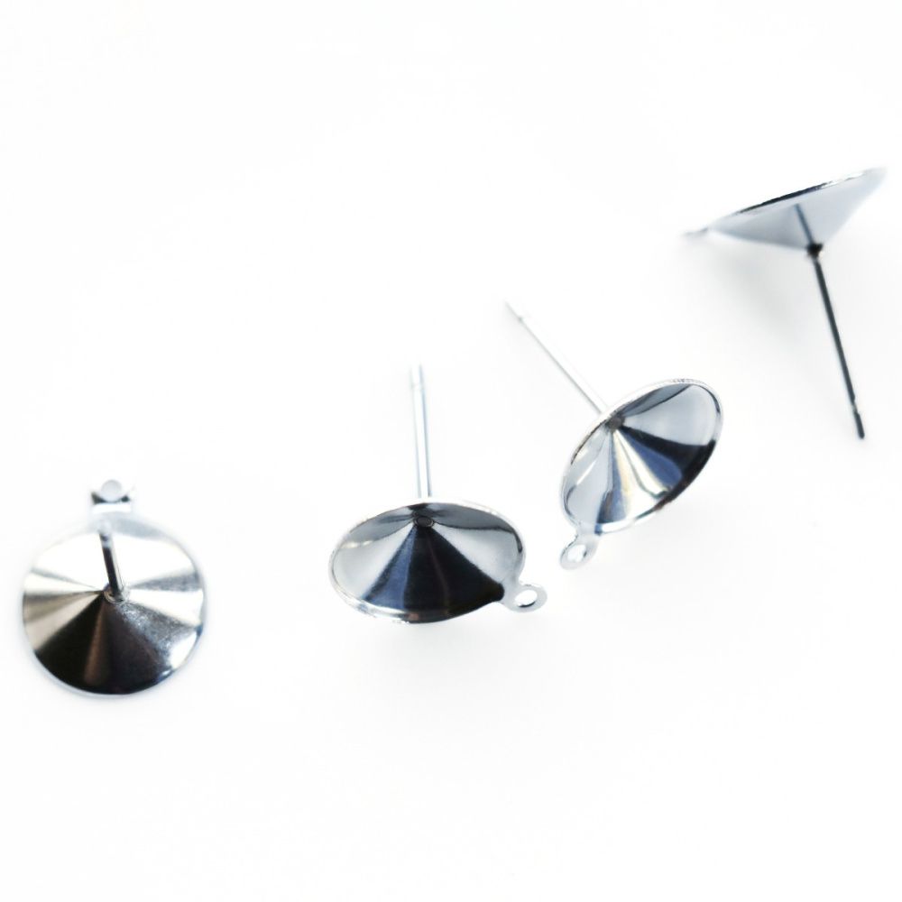 пуссеты "риволи+", место для страза 10 мм, сталь, 10.5 мм