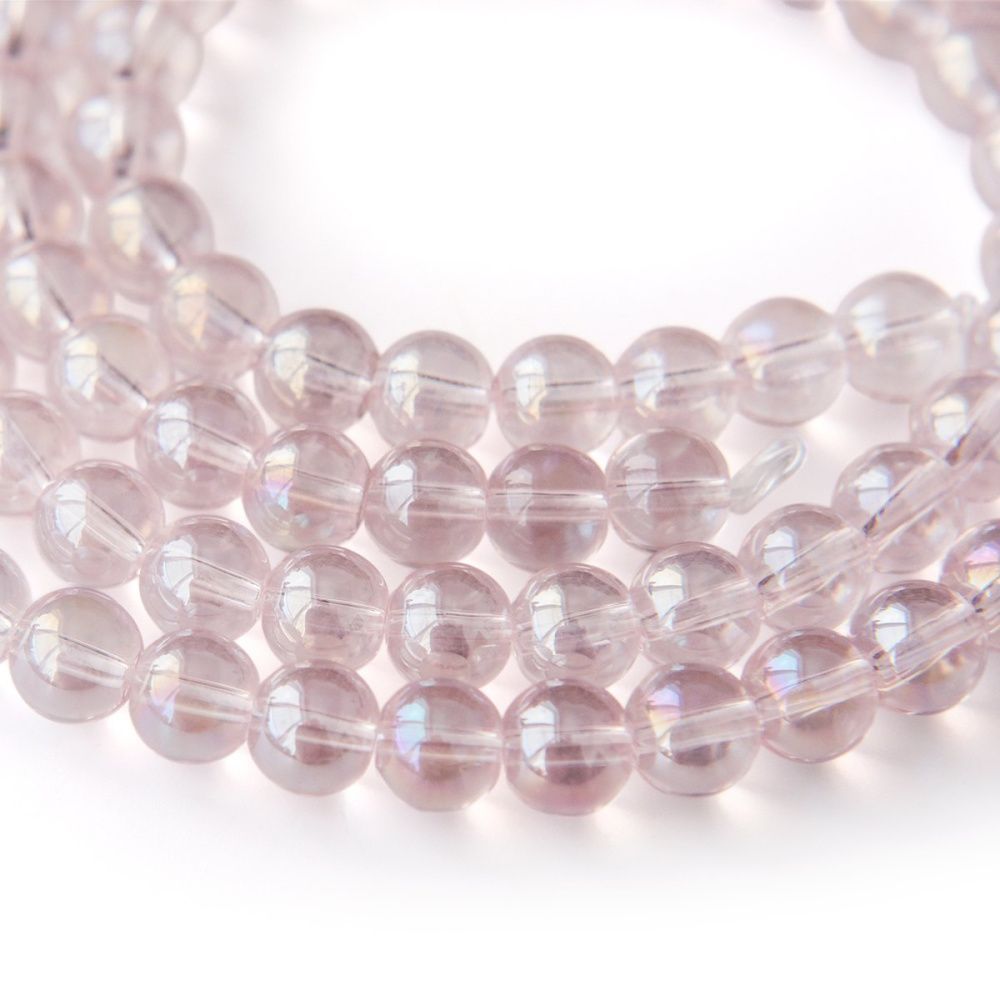 бусина, стекло 8, цвет розовый ав, 8 мм