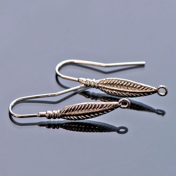 швензы "орлиное перо", покрытие платиной, 30x5 мм 