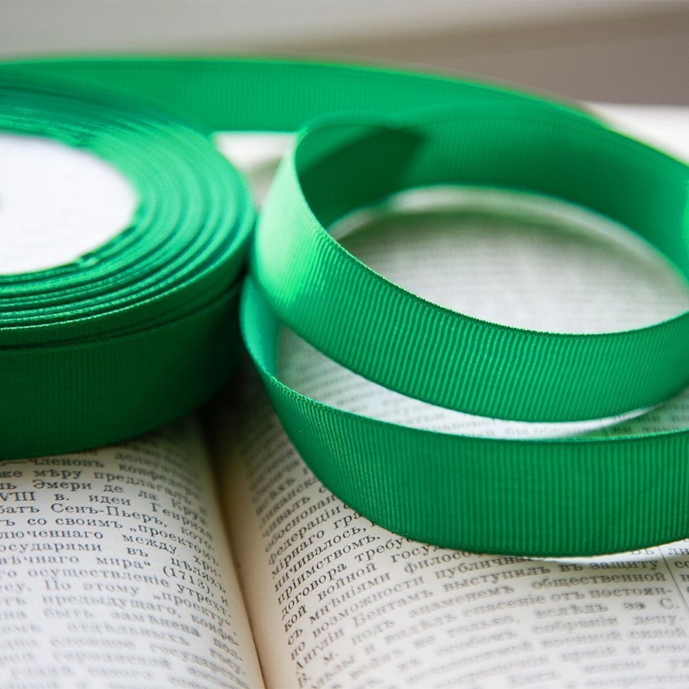 лента репсовая, цвет зеленый, ширина 20 мм ленты